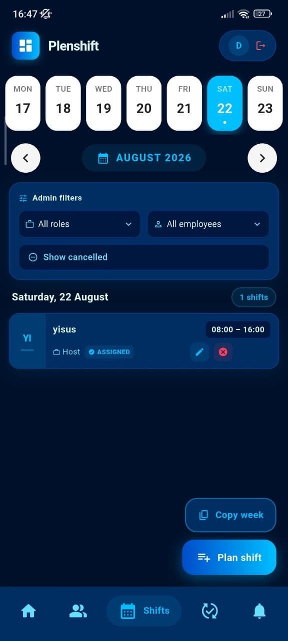 Shifts, also in your team's pocket